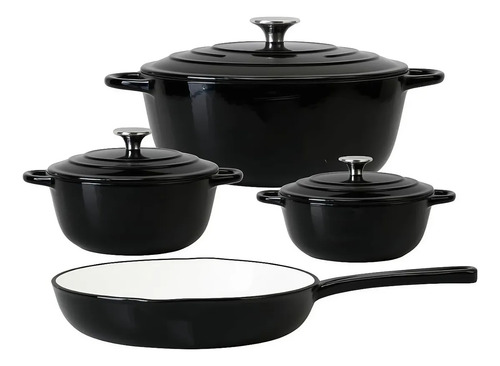 Set De Ollas De Hierro Fundido - NEGRO