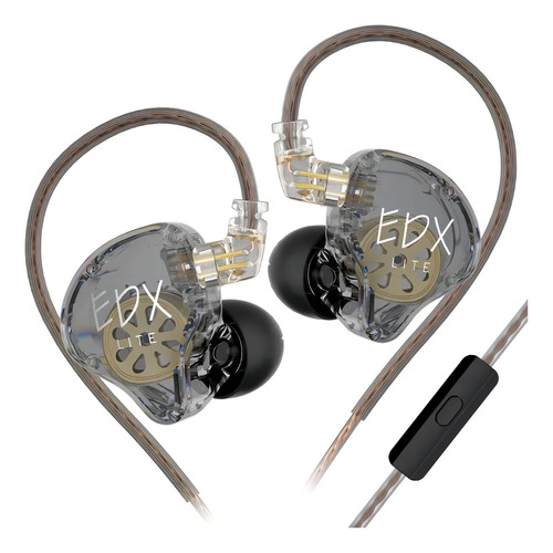 Auriculares Kz Edx Lite Transparente Y Negro Con Micrófono