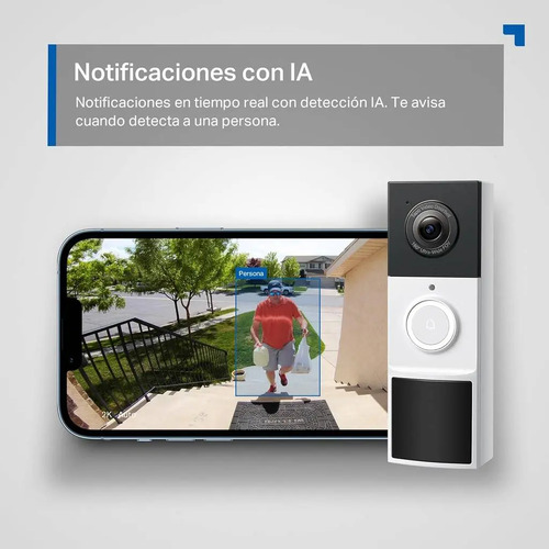 Timbre Inteligente Con Cámara 2k Tp Link Tapo D210 Batería - Blanco - Imagen 4