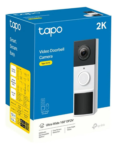 Timbre Inteligente Con Cámara 2k Tp Link Tapo D210 Batería - Blanco - Imagen 3